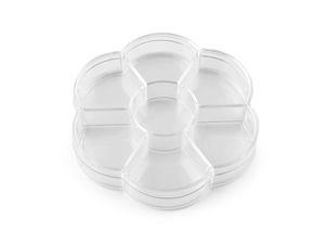Transparent Flower-Shaped Craft Organizer Box - Multi-Compartment Bead and Jewelry Storage Case, 10cm
