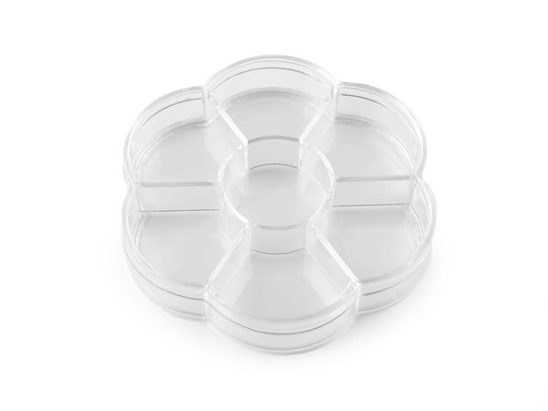 Transparent Flower-Shaped Craft Organizer Box - Multi-Compartment Bead and Jewelry Storage Case, 10cm