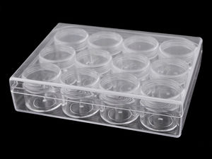 12-Piece Clear Craft and Jewelry Organizer Box with Screw-Top Storage Jars