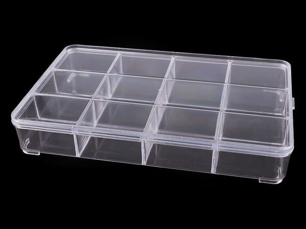 Transparent 12-Compartment Plastic Storage Organizer Box (15 x 23 x 3.4 cm)
