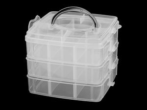 3-Tier Portable Craft Organizer Box with Adjustable Dividers and Carrying Handle