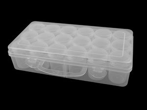 Clear Craft Storage Organizer Case with 18 Individual Screw-Top Jars and Carrying Handle