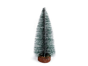 Snow-Tipped Miniature Christmas Tree Decoration with Wooden Base