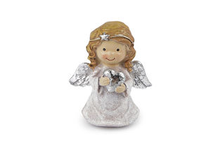 Elegant Glitter-Dusted Angel Figurine with Metallic Accents - Premium Holiday Home Decor & Gift