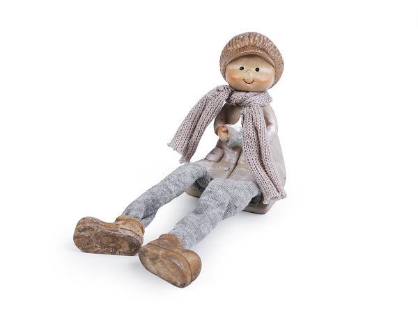 Vintage-Style Sitting Winter Children Decorative Figurines (8cm) - Festive Christmas Tabletop & Crafting Accents