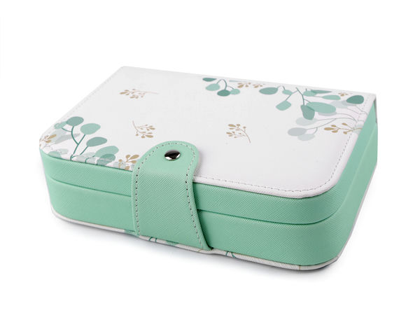 Premium Eco-Leather Jewelry Organizer Box with Mirror and Secure Buckle (14x20x5 cm)