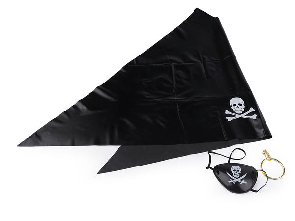 Complete Pirate Costume Accessory Set with Universal Elastic Eye Patch, Head Scarf, and Clip-On Hoop Earring