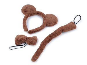 Plush Animal Costume Accessories 3-Piece Set for Kids - Headband with Ears, Bow Tie, and Tail for Carnivals, Birthdays, and Dress-Up Play