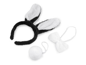 Plush Bunny Costume Set - 3-Piece Rabbit Ears Headband, Bow Tie & Tail Accessory Kit for Theme Parties, Bachelorette Events & Dress-Up