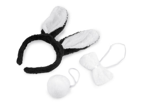 Plush Bunny Costume Set - 3-Piece Rabbit Ears Headband, Bow Tie & Tail Accessory Kit for Theme Parties, Bachelorette Events & Dress-Up