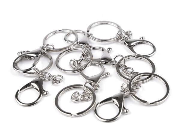 Nickel Carabiner Keychain with Jump Ring - Premium Metal Hardware for Keys, Backpacks, and Handbags