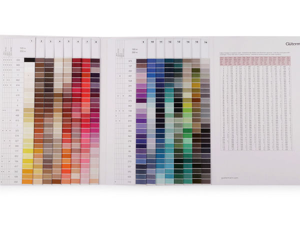 Gütermann Thread Color Chart - Premium Sample Card for 100m, 500m & Jeans Sewing Threads