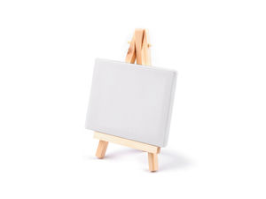 Mini Wooden Painting Easel with Stretched Cotton Canvas (8x10 cm) - Small Display Stand for DIY Crafts, Table Settings, and Art Projects