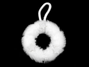 Miniature Faux Fur Decorative Hanging Wreath (11 cm) - Winter & Holiday Craft Ornament