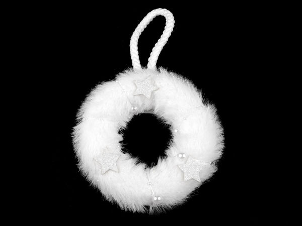 Miniature Faux Fur Decorative Hanging Wreath (11 cm) - Winter & Holiday Craft Ornament