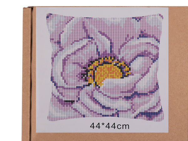 DIY Cross-Stitch Pillowcase Embroidery Kit - Complete Creative Craft Set with Pre-Printed Canvas, Yarns & Zippered Backing