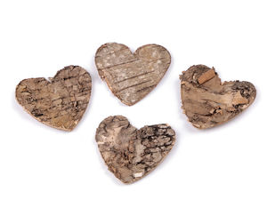 Natural Birch Bark Wooden Hearts - Rustic Decorative Accents for DIY Crafts, Wedding Embellishments, and Home Decor
