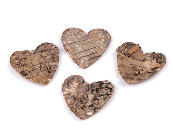 Natural Birch Bark Wooden Hearts - Rustic Decorative Accents for DIY Crafts, Wedding Embellishments, and Home Decor