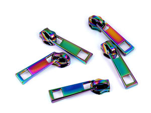 Premium Metal Zipper Slider No. 6 for Nylon and Spiral Zippers - Multicolor Holographic Finish (Non-Locking)
