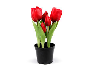 Premium Realistic Artificial Tulip Potted Plant - Lifelike Faux Floral Arrangement for Home and Office Decor (21cm)