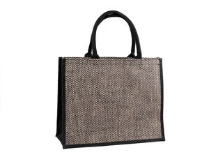 Chevron Jute Tote Bag - Premium Large Shopping & Beach Bag with Water-Resistant Lining, Natural Burlap (42 x 33 cm)