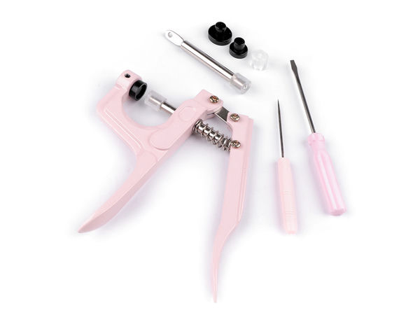 Premium Hand Press Pliers for Plastic Snaps - Professional Fastener Tool for Sizes T3, T5, and T8 (10mm, 12mm, 14mm), Light Pink