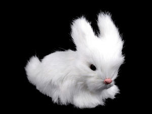 Realistic Furry Easter Bunny Figurine - Premium Spring & Holiday Tabletop Decor