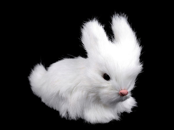 Realistic Furry Easter Bunny Figurine - Premium Spring & Holiday Tabletop Decor