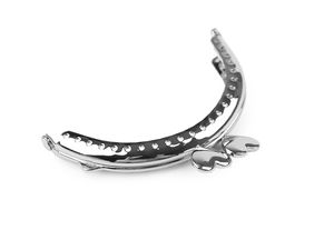 Nickel Metal Sew-On Kiss Clasp Frame with Heart Lock for DIY Purse and Wallet Making, 8 x 8.5 cm