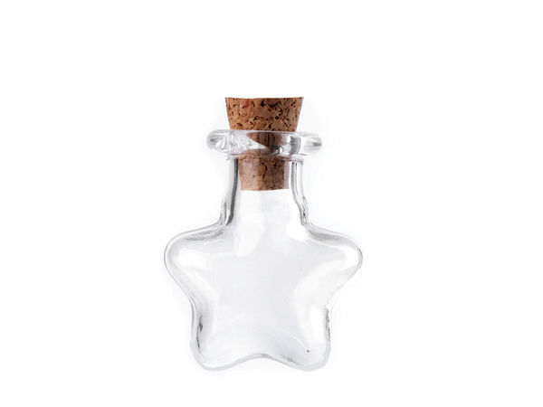 Premium Mini Glass Vials with Cork Stoppers - Clear Pendant Jars in Heart, Star, and Round Bauble Shapes for DIY Crafting & Jewelry Making