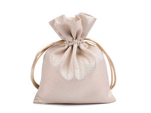 Elegant Shimmering Satin Gift Bag with Metallic Lurex & Drawstring, 10x13 cm