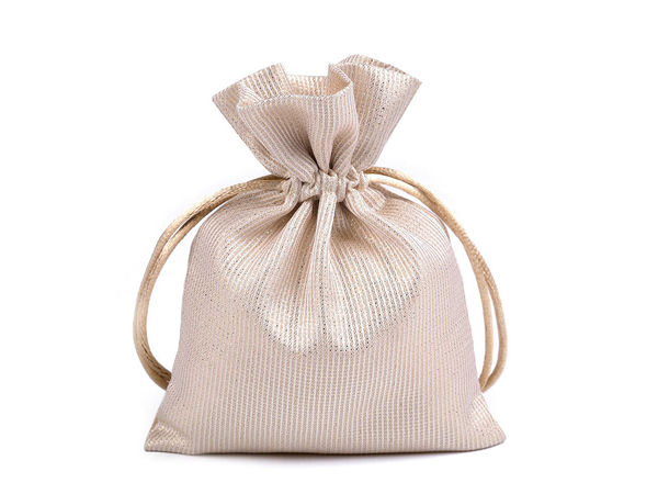 Elegant Shimmering Satin Gift Bag with Metallic Lurex & Drawstring, 10x13 cm