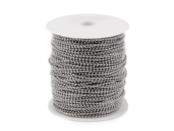 Premium Nickel Ball Chain Ø 2mm - Durable Metal Bead Chain for Handbags, Garments, and Labeling