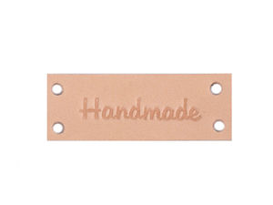Premium Embossed Leather Tags Handmade with Love 16x44mm - Sew-On Craft Labels for Clothing, Bags, and Scrapbooking