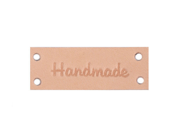 Premium Embossed Leather Tags Handmade with Love 16x44mm - Sew-On Craft Labels for Clothing, Bags, and Scrapbooking