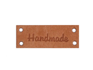 Premium Embossed Leather Tags Handmade with Love 16x44mm - Sew-On Craft Labels for Clothing, Bags, and Scrapbooking