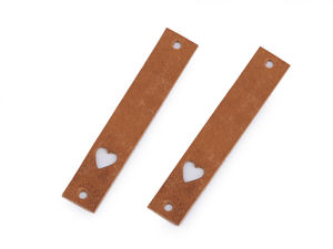 Premium Leather Sew-On Labels with Heart Cutout - 12x70mm Craft Branding Tags