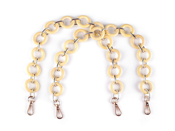 Premium Wooden Ring and Metal Chain Handbag Handle with Snap Hooks (50cm)