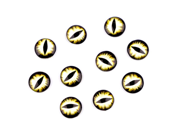 Premium Round Glass Craft Eyes - Cat & Dragon Eye Cabochons for DIY Jewelry & Toy Making (10mm & 12mm)