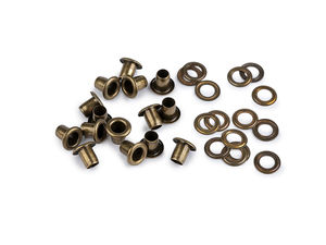 Vintage Brass Metal Eyelets with Washers (5mm ID / 9.5mm OD) - Premium Grommets for Bags, Leathercraft, and Apparel