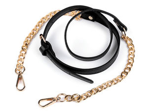 Adjustable Eco-Leather Handbag Strap with Elegant Metal Chain & Swivel Carabiners - Premium 1.5cm Replacement Purse Handle
