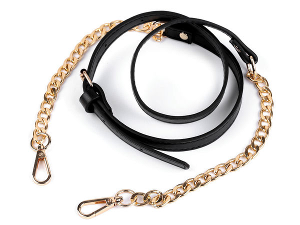 Adjustable Eco-Leather Handbag Strap with Elegant Metal Chain & Swivel Carabiners - Premium 1.5cm Replacement Purse Handle