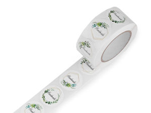 Premium Round Handmade Stickers - 25mm Adhesive Gift Labels for Crafting, Scrapbooking, and Packaging (500 Labels per Roll)