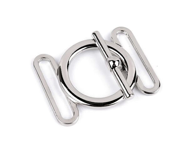 Premium Metal Toggle Clasp Fastening, 30mm Inner Width - Elegant Decorative T-Bar Fastener for Swimwear, Belts, Cardigans, and Jackets
