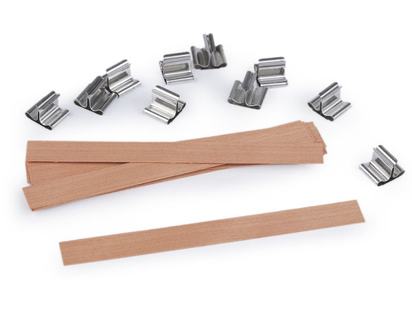 Natural Wooden Candle Wicks with Metal Base Holders (1.3 x 13 cm) - Crackling Wood Wicks for DIY Candle Making
