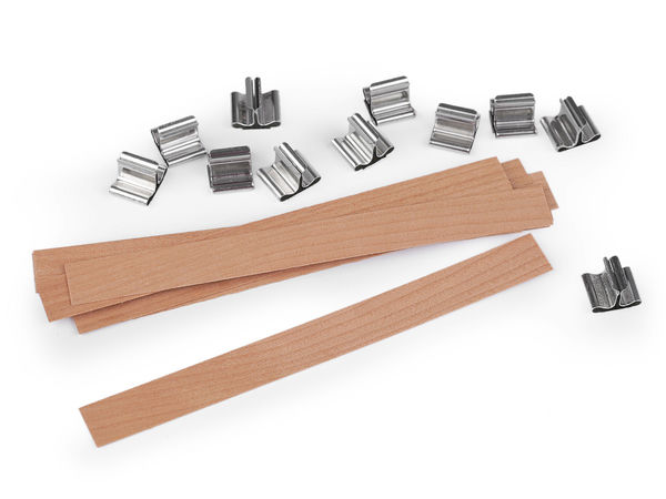 Premium Natural Wooden Candle Wicks with Metal Holder Bases (1.5 x 15 cm) - Crackling Wood Wicks for DIY Candle Making