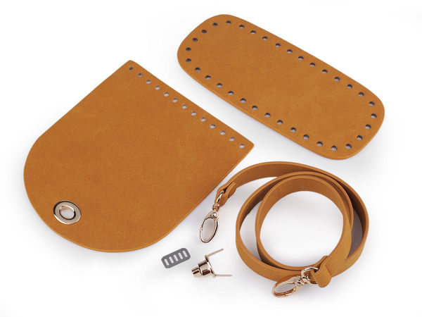 Premium Eco-Leather Handbag Making Kit for Crochet & Knitting - Complete DIY Purse Set with Pre-Punched Base, Flap, Adjustable Strap and Clasp