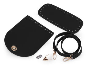Premium Eco-Leather Handbag Making Kit for Crochet & Knitting - Complete DIY Purse Set with Pre-Punched Base, Flap, Adjustable Strap and Clasp