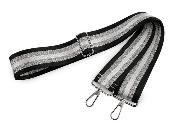 Adjustable 5cm Wide Glitter Stripe Bag Strap with Metal Carabiners - Premium Replacement Shoulder Strap for Handbags & Purses