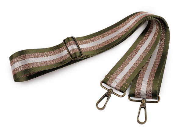 Adjustable 5cm Wide Glitter Stripe Bag Strap with Metal Carabiners - Premium Replacement Shoulder Strap for Handbags & Purses